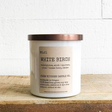 White Birch soy candle- white