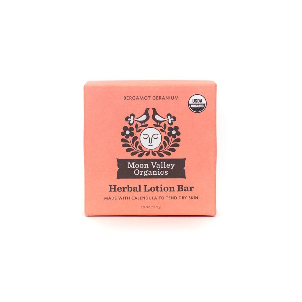 Moon Valley Organics Bergamot Geranium Herbal Lotion Bar